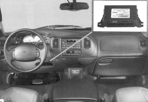 2007 Ford Mustang - The photo shows the interior of a vehicle's dashboard and an electronic control module.