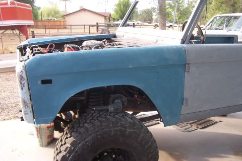 1976 Ford Bronco - getting grill and fenders on straight is a bitch