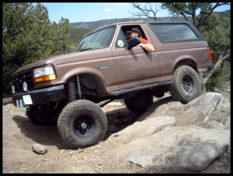 1993 Ford Bronco - This 1993 Ford Bronco is shown tackling a challenging rocky terrain.