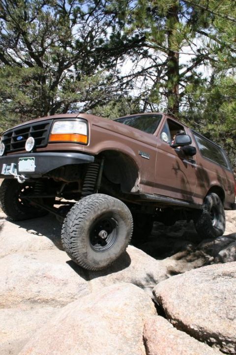 1993 Ford Bronco - This 1993 Ford Bronco navigates a rocky trail, its off-road capabilities.