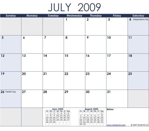 1978 Ford Bronco - This is a calendar page for July 2009, showing dates and days of the week.