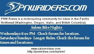 2008 Kawasaki Ninja R - Advertisement for PNW Riders motorcycle community events and website.