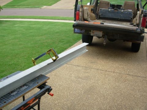 1983 Ford Bronco - To repair it, I'm going to use this I-beam (because I have it), but it has to be the right length. No bandsaw - just elbow grease.