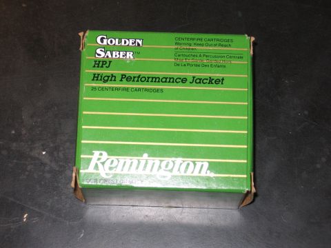 2001 Ford F-150 - Box of Remington Golden Saber HPJ High Performance Jacket centerfire cartridges, containing 25 rounds.