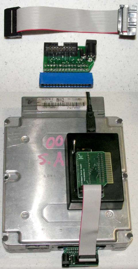 1996 Ford Bronco - Electronic Engine Control (EEC) hardware components, including ribbon cables and interface adapters, are shown.