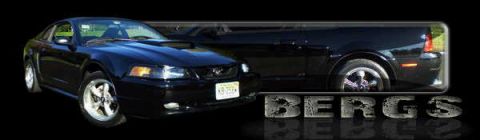 2002 Ford Mustang - A black Ford Mustang is shown from the front three-quarter view, with a license plate visible on the front bumper.