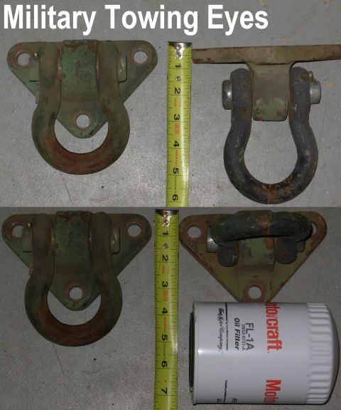 1983 Ford Bronco - Military Towing Eyes (cast iron) Each pair includes 6 NEW Grade 8 bolts, nuts, & flat washers. Actual weight: 12 lbs/pr
