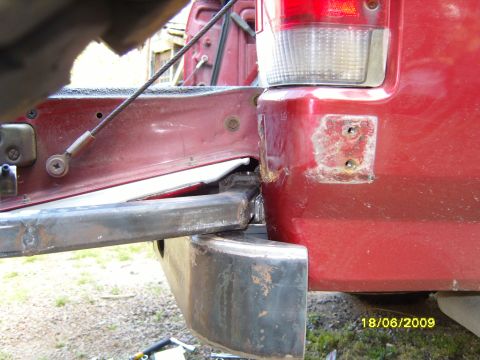 1989 Ford Bronco - Custom bracket fabrication for a vehicle's rear bumper mounting point.