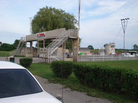 2000 Ford Crown Victoria - The rear of a white sedan is visible in the foreground at the St. Thomas Dragway.