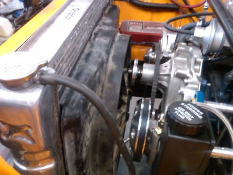 1978 Ford Mustang II - Engine bay components including radiator, fan, and power steering reservoir are visible.