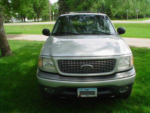 2001 Ford Expedition - Front view of a silver 2001 Ford Expedition, its distinctive chrome grille and a license plate from Iowa.