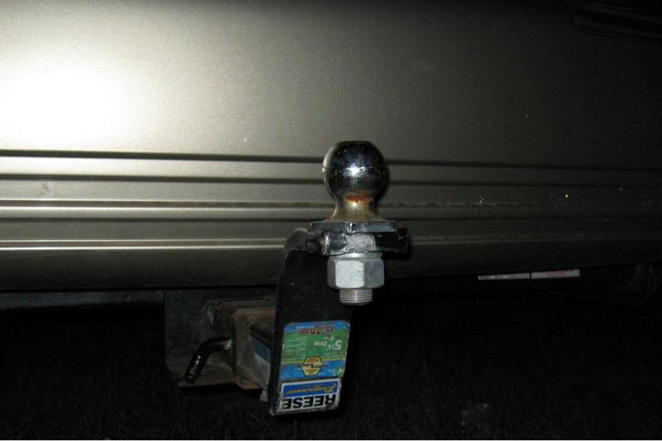 trailer hitch ball mount with a Reese label on the side