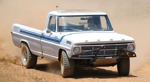 1993 Ford Bronco - This modified Ford pickup truck is equipped for off-road use, a reinforced bumper and raised suspension.