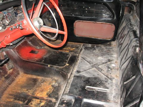 1966 Ford F-100 - Interior view of a 1966 Ford F-100, highlighting the floor and steering column.