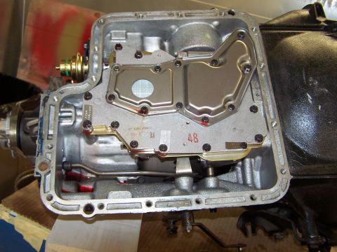 1973 Ford Ranchero - almost finished; the valve body and filter have been installed; next will be the tailshaft housing and the pan and its done.