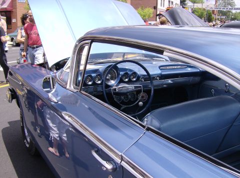 1970 Ford Ranchero - The interior of a blue 1959 Chevrolet El Camino shows off its classic dashboard and seating.