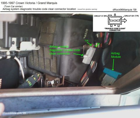 1996 Mercury Grand Marquis - 1995-1997 CV/GMQ/TC airbag DTC clear connector
