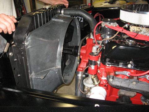 1966 Ford F-100 - A view of the engine compartment, focusing on the cooling system and engine components.