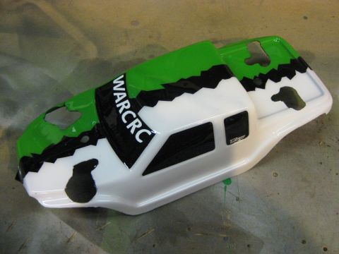 2010 Ford Pickup - Custom painted RC car body with "WARCRC" graphics.