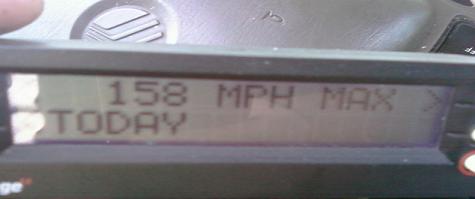 2000 Mercury Grand Marquis - Digital display shows a maximum speed of 158 MPH recorded today.