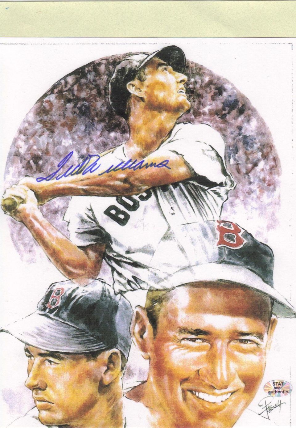 Ted Williams baseball card with signature and multiple portraits