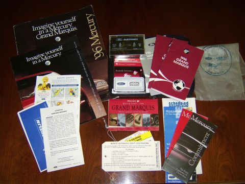 1996 Mercury Grand Marquis - MOST of my Merc's factory-included documentation / booklets. I had this displayed in the backseat at Carlisle this year and took a picture…