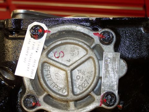 1973 Ford Ranchero - the "new" (used) "S" servo cover and the original data tag and the one I made for the parts I just installed.