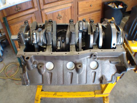 1996 Ford Bronco - Engine block assembly with crankshaft and connecting rods, likely for an engine rebuild project.
