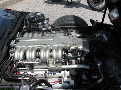2003 Mercury Marauder - Close-up view of a Corvette engine, identified by its prominent badging and 4 cam 32 valve configuration.