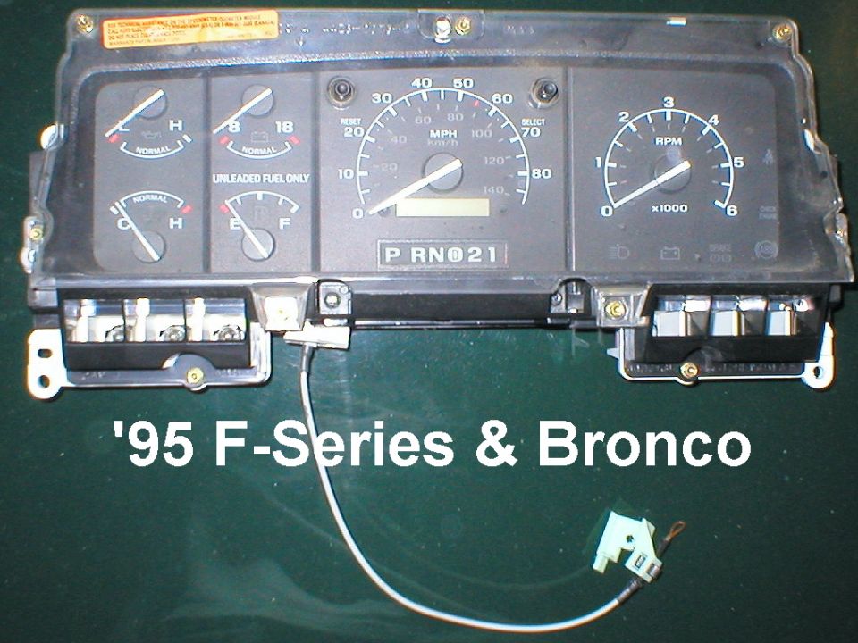 1995 Ford F-Series and Bronco instrument cluster with gauges and PRND21 indicator