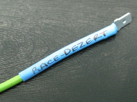 1984 Ford Bronco - This electrical wire is labeled "RACE-DEZERT" with blue tape and black marker.