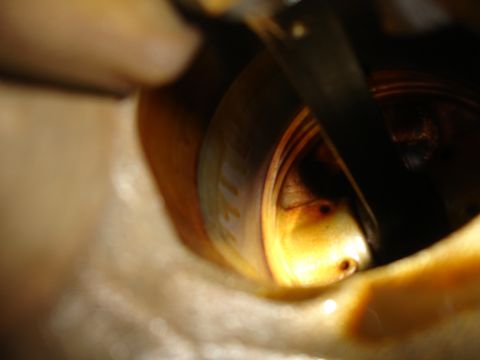 1992 Ford Taurus - A close-up view of a component within an engine, showing some text on a band.