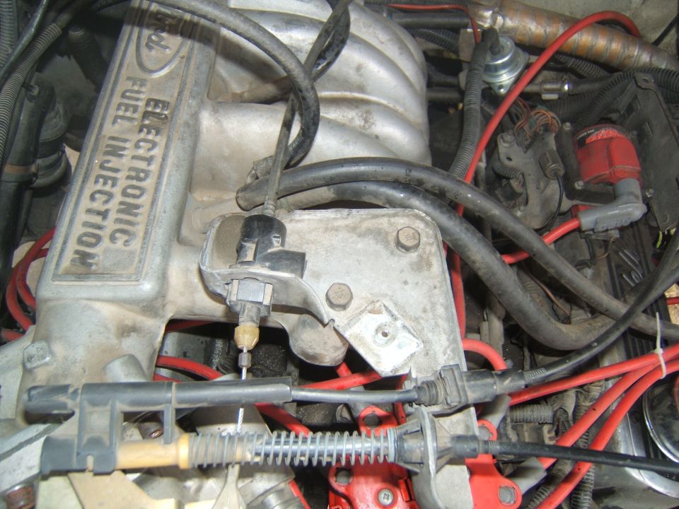 Ford Electronic Fuel Injection intake manifold with throttle cable and wiring