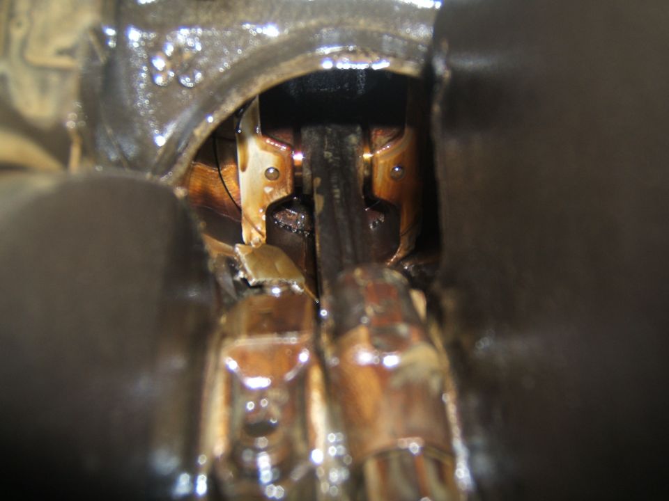 Close-up of engine pistons and connecting rods