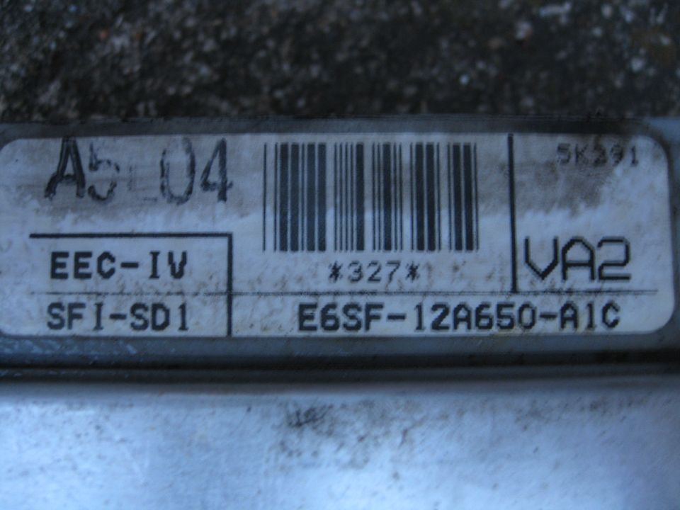 Ford EEC-IV engine control module label reading E6SF-12A650-A1C