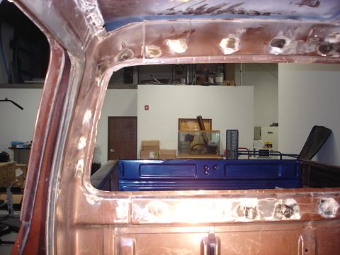 1979 Ford F-250 - This 1979 Ford F-250 crewcab shows interior bodywork and a freshly painted blue truck bed.