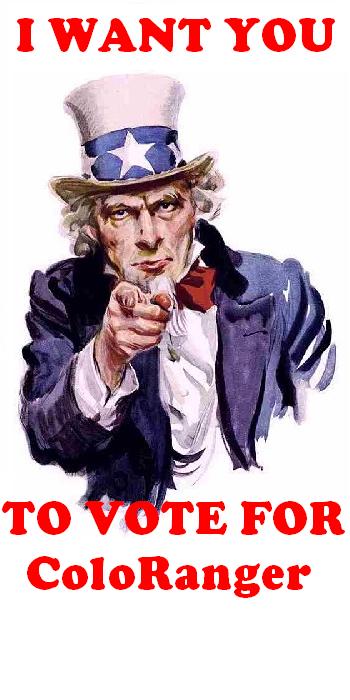 1978 Ford Bronco - Political poster with Uncle Sam pointing and text 'I WANT YOU TO VOTE FOR ColoRanger'.