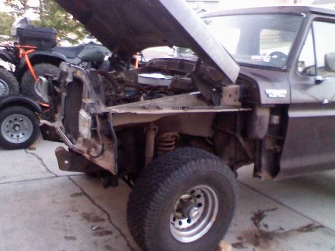1979 Ford Bronco - This 1979 Ford Bronco is undergoing some work, with its hood and fender removed.