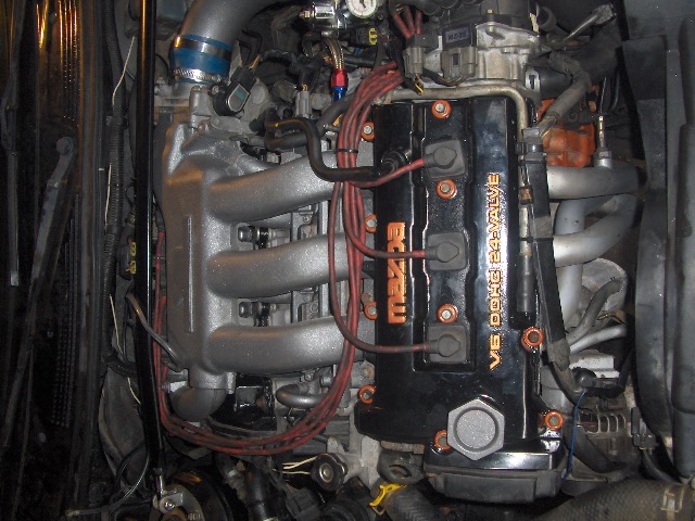 Mazda V6 DOHC 24-valve engine with custom intake manifold