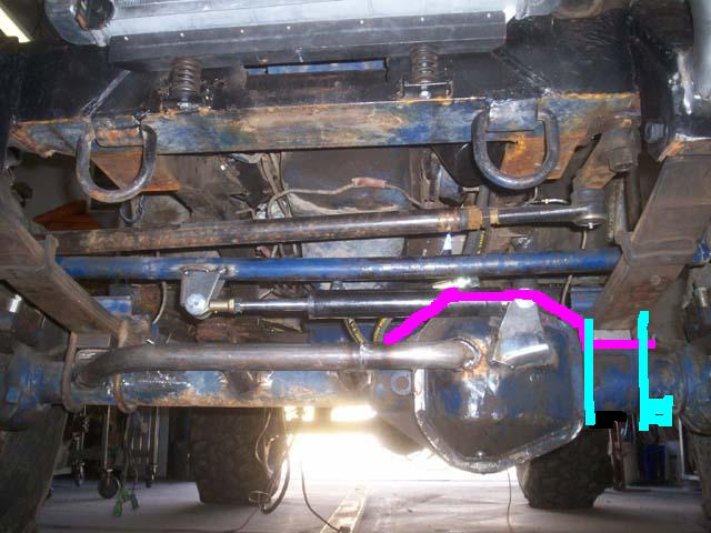 Undercarriage part with pink and blue markings