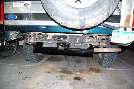 1995 Ford Bronco - The rear of a 1995 Ford Bronco is shown, its hitch and spare tire.