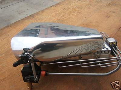 1972 Ford Ranchero - Chrome BDS supercharger intake manifold with visible "BDS" logo and metal tubing.