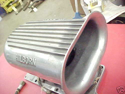 Hilborn fuel injection scoop with ribbed body and flared opening