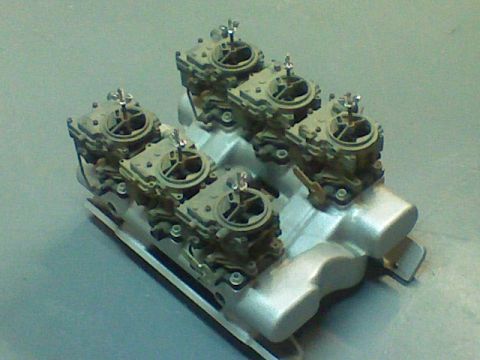 1974 Ford Ranchero - A four-carburetor intake manifold assembly is shown, likely for a performance engine build.