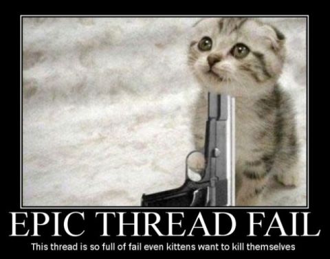 2000 Mercury Grand Marquis - Meme a kitten with a gun and text about failing threads.
