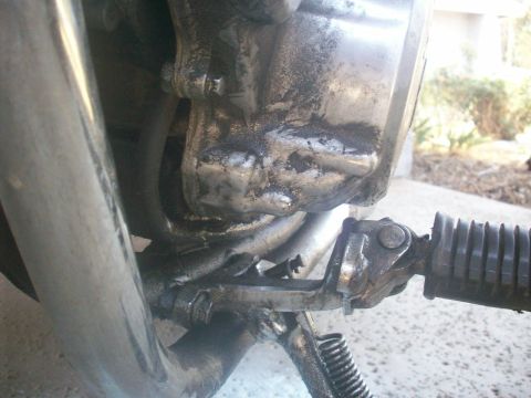 1985 Honda CMX250 Rebel - Place of broken shifter with previous repair, broken again