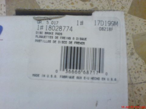 1992 Ford Crown Victoria - This is a box of ACDelco disc brake pads, part number 18028774, made in the USA.