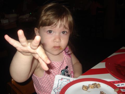2000 Ford Crown Victoria - Mia enjoying dessert at Friday's during our vacation.