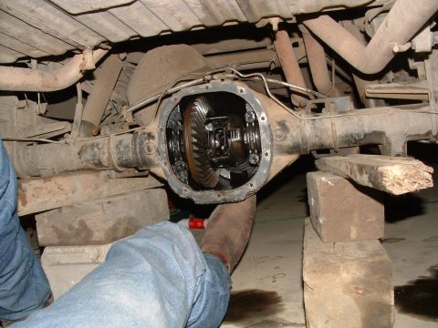 1988 Ford F-150 - Close-up view of an open differential assembly, likely undergoing maintenance or repair.
