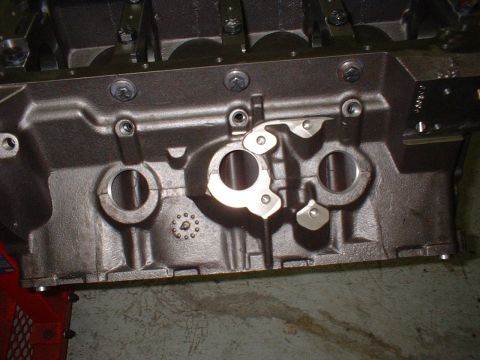 1968 Ford Galaxie - Detail of an engine block, showing internal components and casting marks.